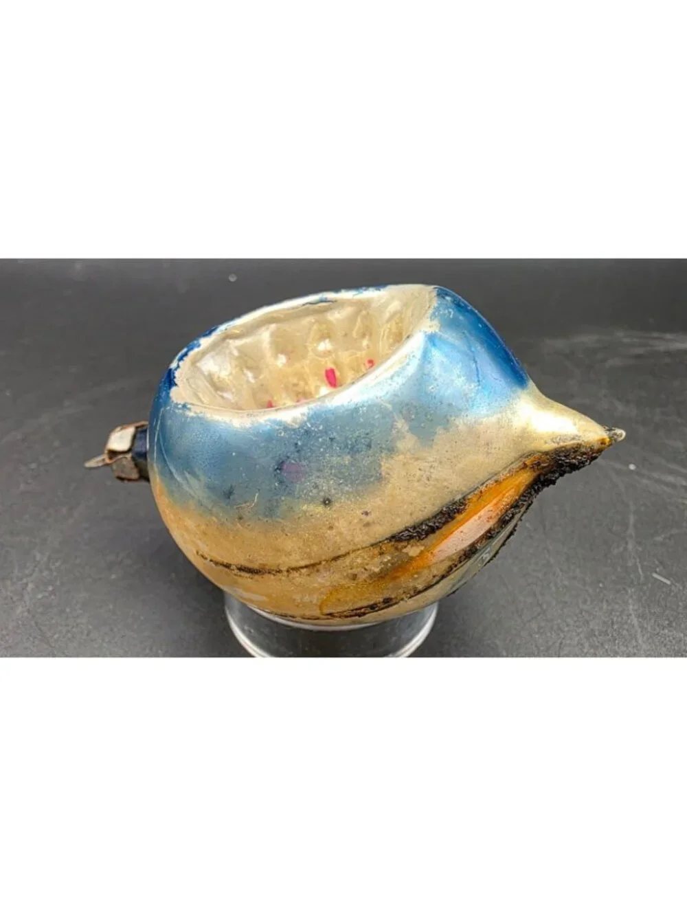 Vintage MCM Indented Reflector Teardrop Mica Christmas Ornament
